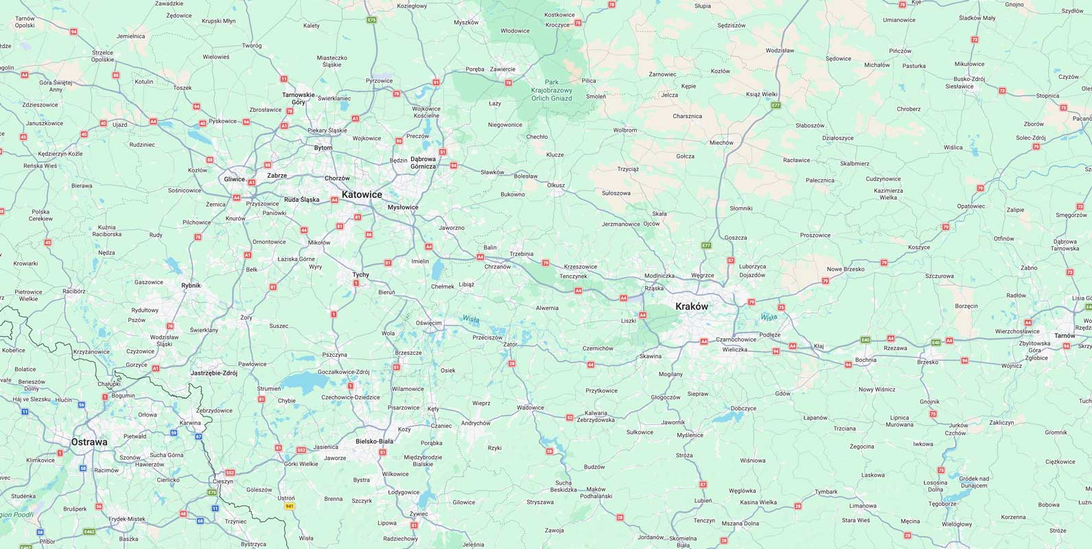 Obszar działania skupu aut – Śląsk i Małopolska
